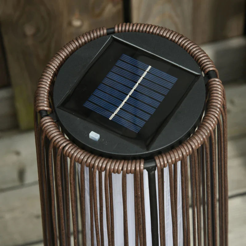 Candeeiro Solar de Jardim em Vime – Ø21,5x61 cm – Castanho – Design Natura – Iluminação LED Automática