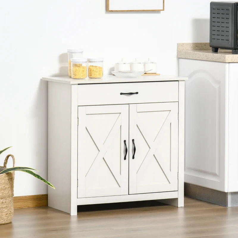 Aparador de Cozinha com 1 Gaveta e Prateleira Interior Ajustável Móvel Auxiliar Decorativo para Sala de Jantar Sala de Estar 80x39,7x80 cm Branco