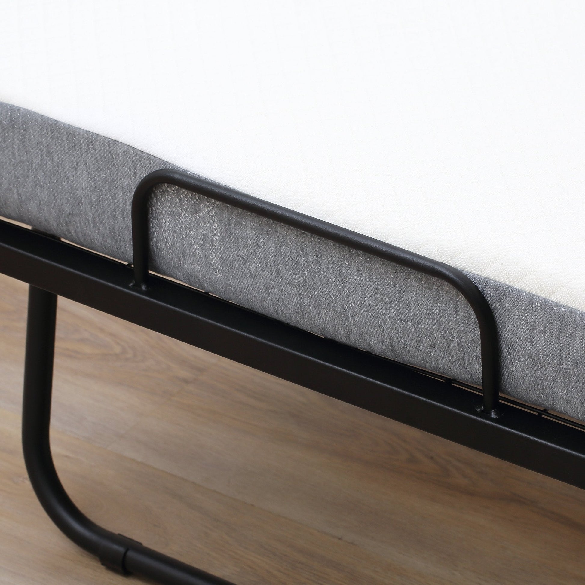 Cama Dobrável 200x90x42,5cm Cama de Campismo Portátil com Colchão Individual Rodas e Freios Carga Máxima 150kg para Dormitórios Branco