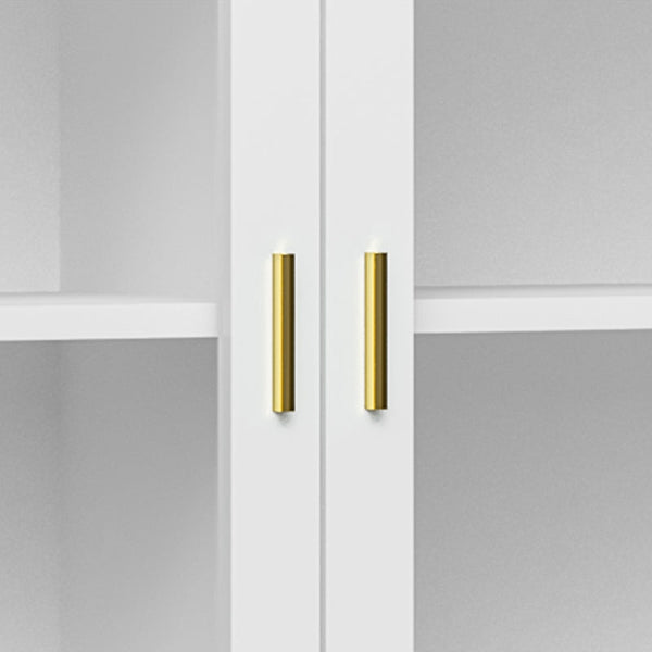 Aparador de Cozinha Moderno Aparador de Sala de Estar com 2 Portas de Vidro 3 Gavetas e Pés de Madeira de Borracha para Sala de Jantar 160x40x80 cm Branco e Madeira