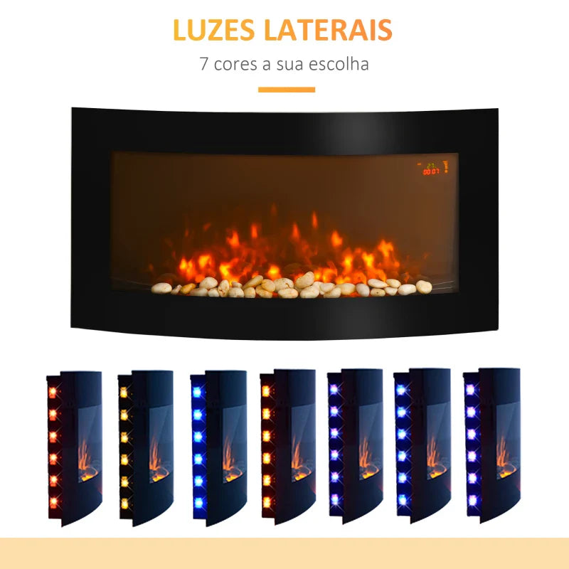 Lareira Elétrica Suspensa com Aquecimento e 5 níveis de Chama - Design Moderno - Leva-Me Contigo - Móveis & Decoração