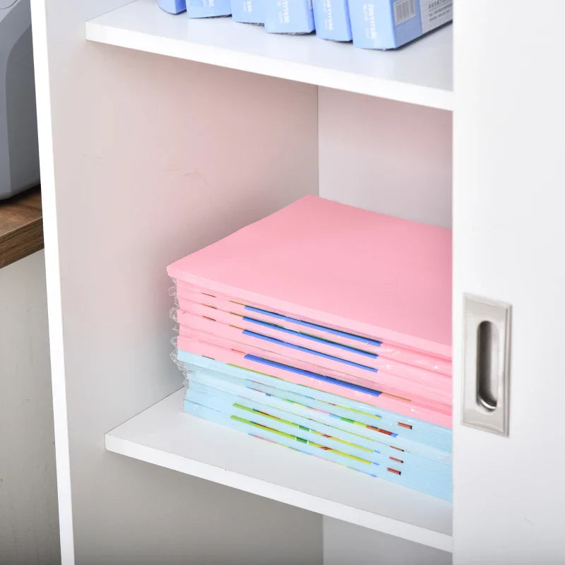 Armário de escritório com 2 portas deslizantes e 3 prateleiras para escritorio 80x40x120 cm Branco