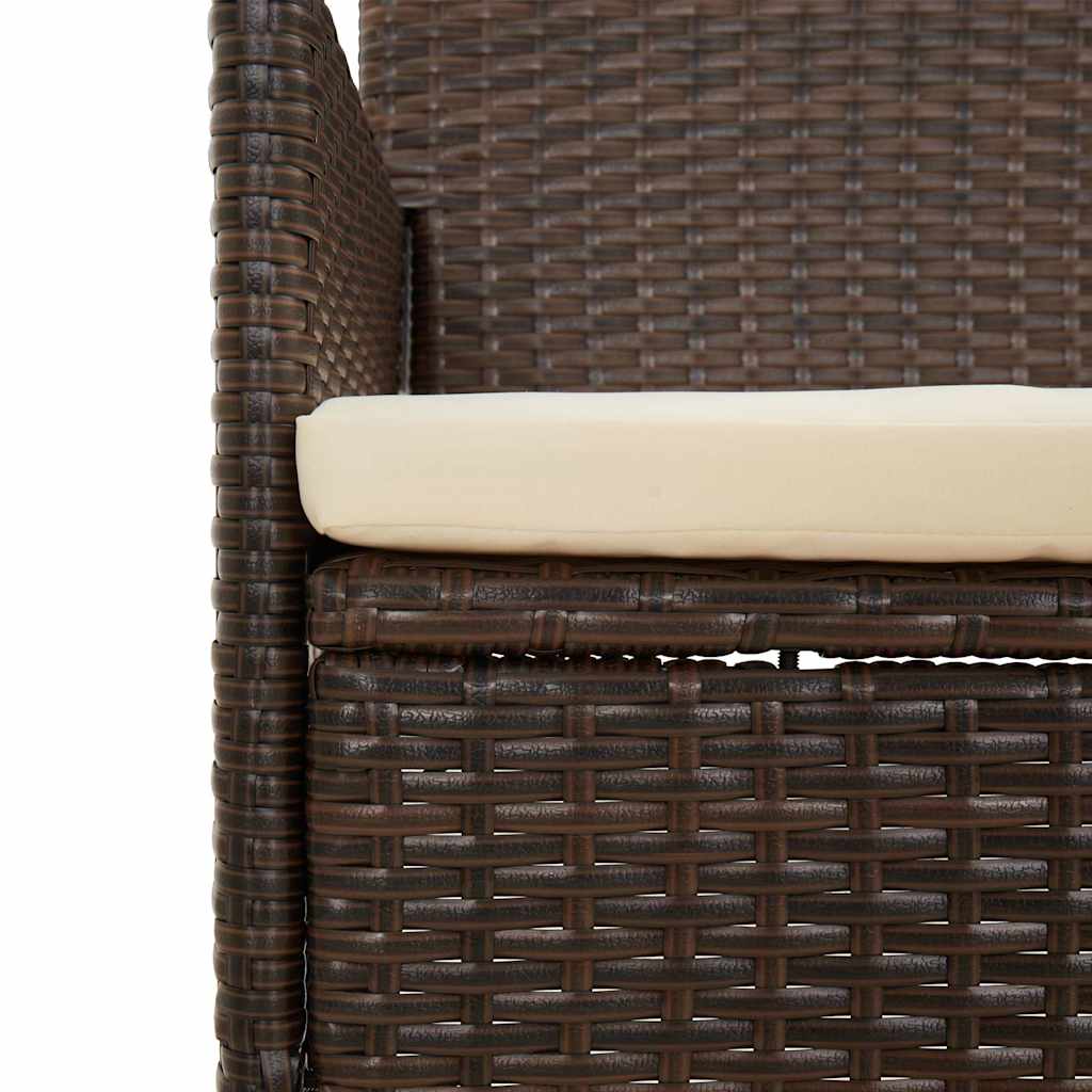 4 pcs conjunto lounge jardim c/ almofadões vime PE castanho - A minha loja