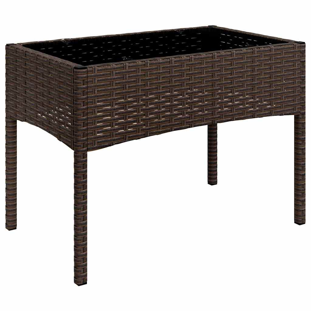 4 pcs conjunto lounge jardim c/ almofadões vime PE castanho - A minha loja