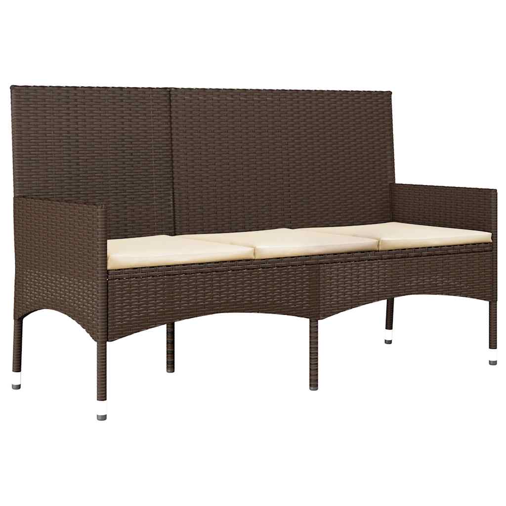 4 pcs conjunto lounge jardim c/ almofadões vime PE castanho - A minha loja