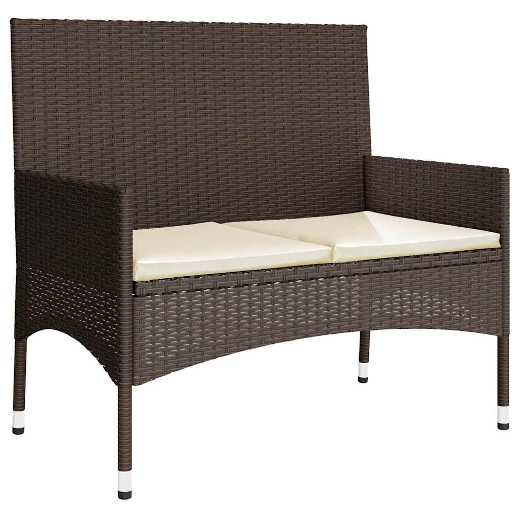 4 pcs conjunto lounge jardim c/ almofadões vime PE castanho - A minha loja