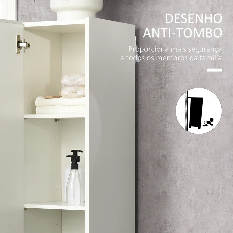Coluna Casa de Banho Armário Auxiliar Casa de Banho de 5 Níveis com Prateleiras Ajustáveis Armário Multiusos para Duches Casa de Banho 30x33x165cm Branco