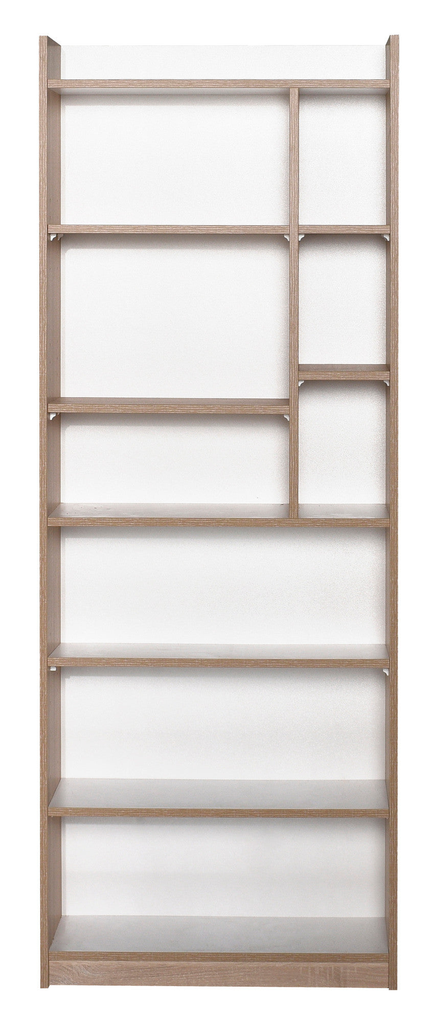 Estante Liva — 63x26x176 cm — Design Moderno em Carvalho Sonomo e Branco com Prateleiras Abertas e Fixação à Parede