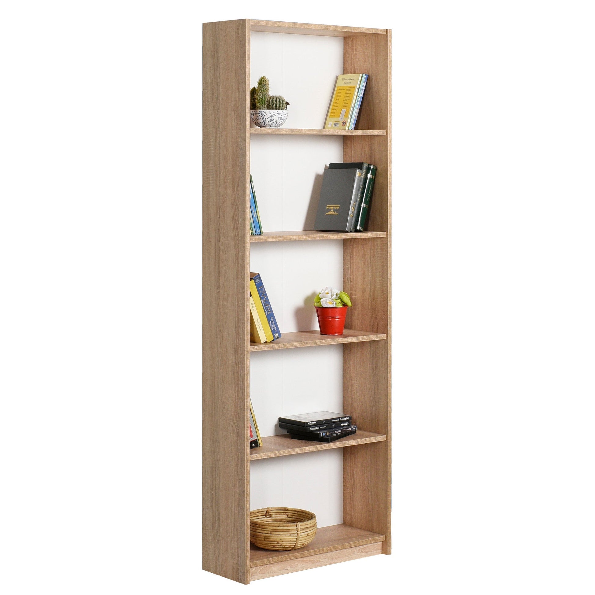 Estante “Nörda” — 64x26x182 cm — Design Moderno em Carvalho Sonomo com Prateleiras Abertas