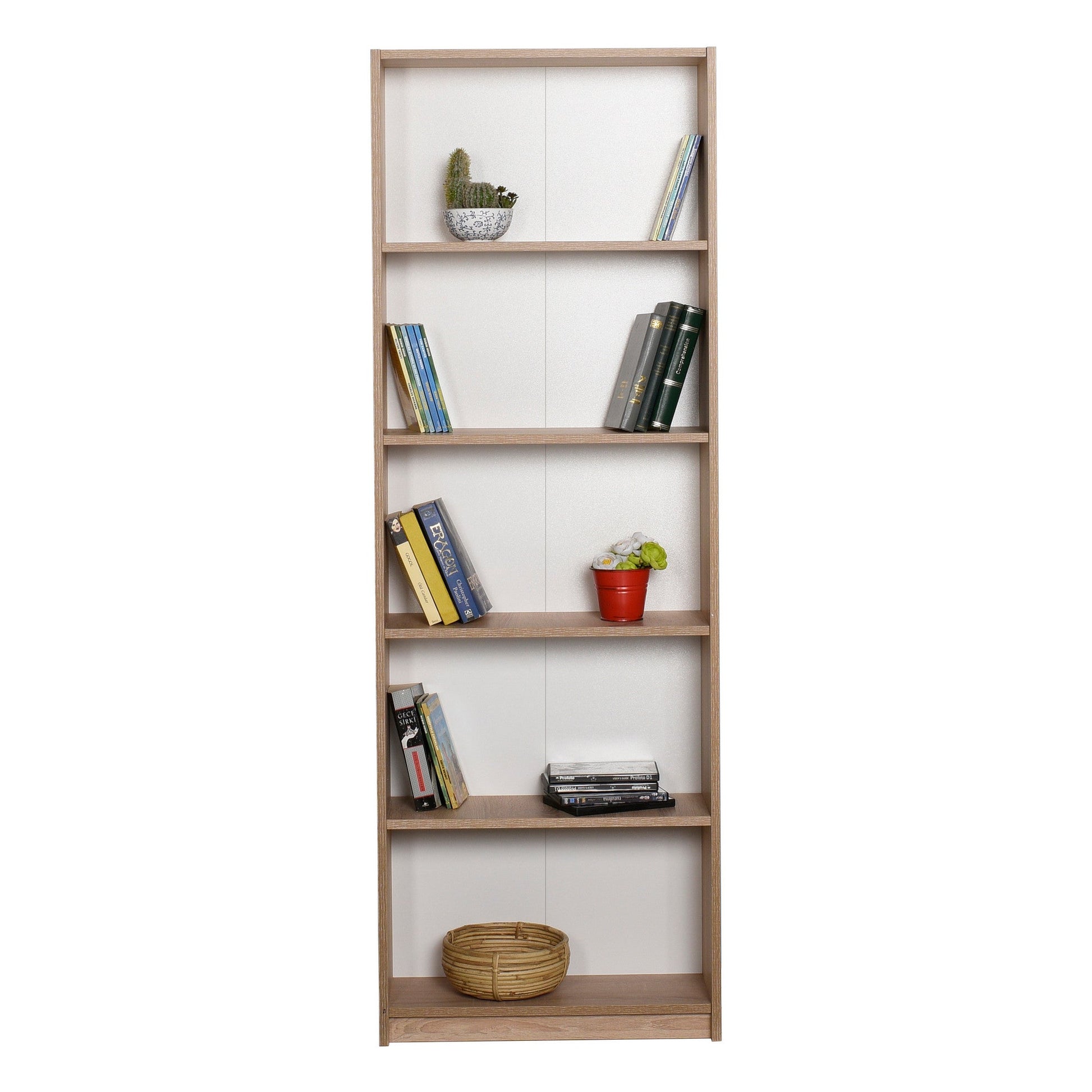 Estante “Nörda” — 64x26x182 cm — Design Moderno em Carvalho Sonomo com Prateleiras Abertas