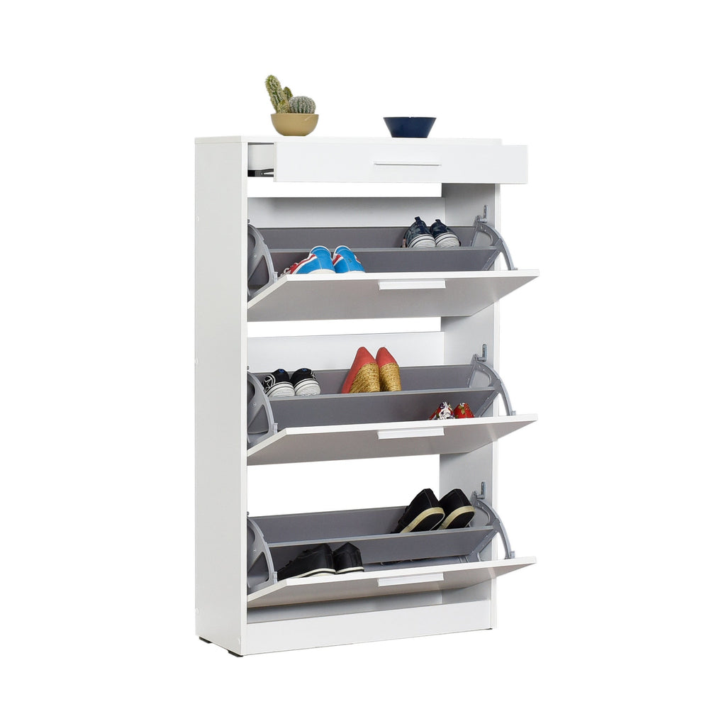 Sapateira "Diamond" - 75 x 128 x 29 cm - Branco e Diamante - Design Moderno