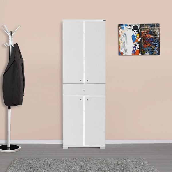Armário Alto de Escritório "Doc" - 60x187x40 cm - Branco - Design Moderno