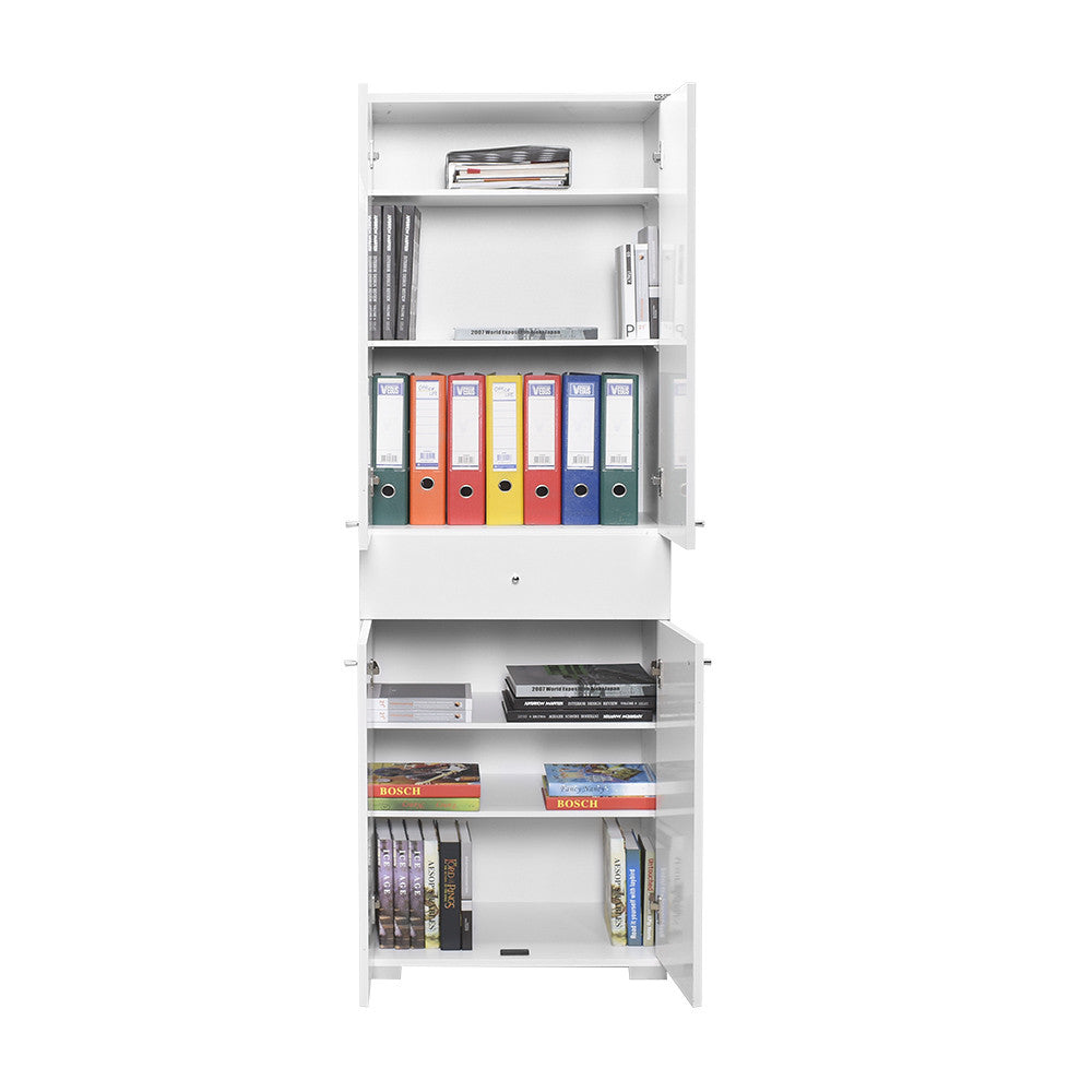 Armário Alto de Escritório "Doc" - 60x187x40 cm - Branco - Design Moderno