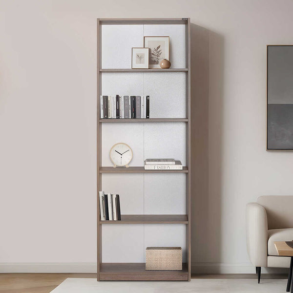 Estante “Verona” — 64x26x182 cm — Design Moderno em Nogueira Clara com Prateleiras Abertas e Fixação à Parede