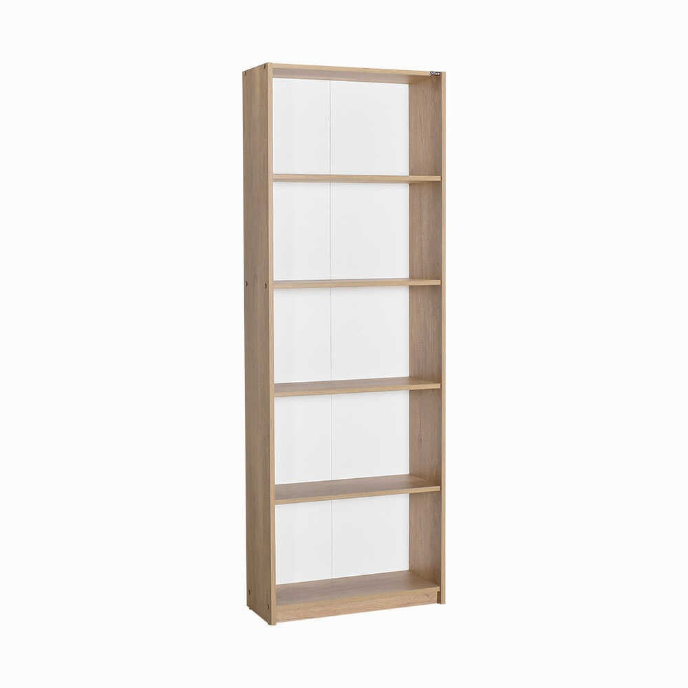 Estante “Verona” — 64x26x182 cm — Design Moderno em Nogueira Clara com Prateleiras Abertas e Fixação à Parede