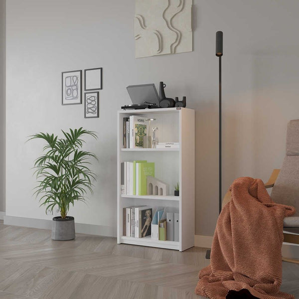Estante “Milla” — 58x23x106 cm — Design Moderno em Branco com Prateleiras Abertas e Fixação à Parede