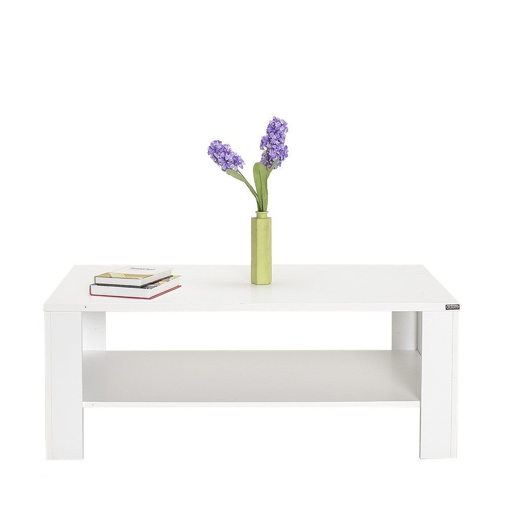 Mesa de Centro "Luz" - Branco Diamante - 110x42x65cm - Design Moderno