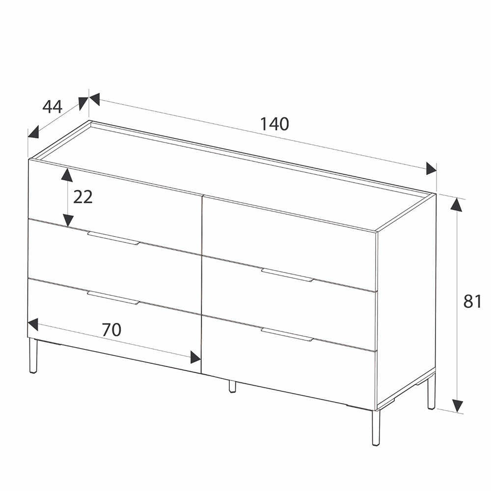 Cómoda "Íris" - Branco - 140x81x44cm - Design Moderno