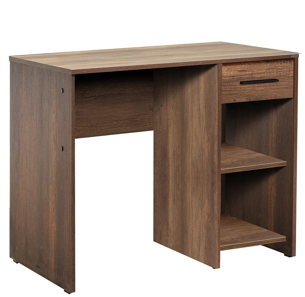 Secretária "Focus" com Gaveta e Prataleiras - 90 x 75 x 55 cm - Nogueira - Design Moderno
