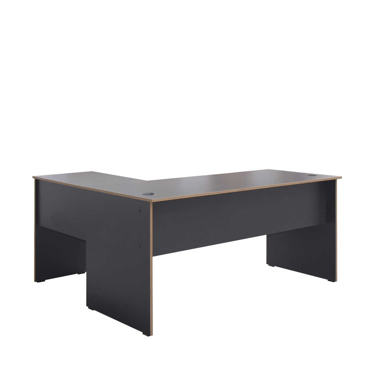 Secretária de Canto "Executive" - 160 x 75 x 144 cm - Antracite e Carvalho - Design Moderno