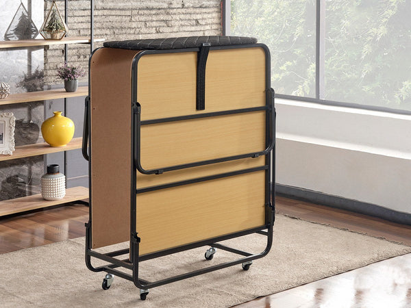 Cama Dobrável Ortopédica XL Katlanır — 90x200 cm — Estrutura Metálica Branco e Preto com Colchão de 15 cm e Cabeceira Removível