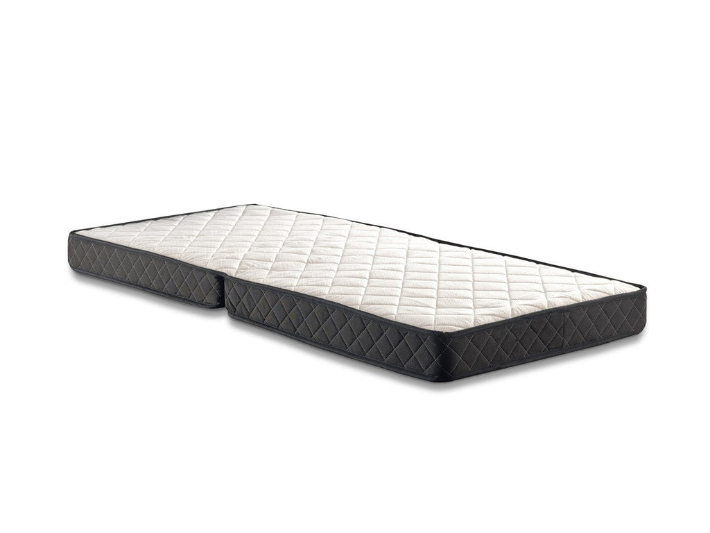 Cama Dobrável Ortopédica XL Katlanır — 90x200 cm — Estrutura Metálica Branco e Preto com Colchão de 15 cm e Cabeceira Removível