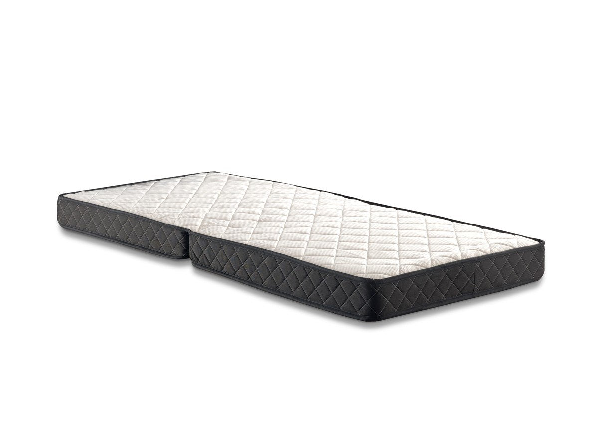 Cama Dobrável Ortopédica XL Katlanır — 90x200 cm — Estrutura Metálica Branco e Preto com Colchão de 15 cm e Cabeceira Removível
