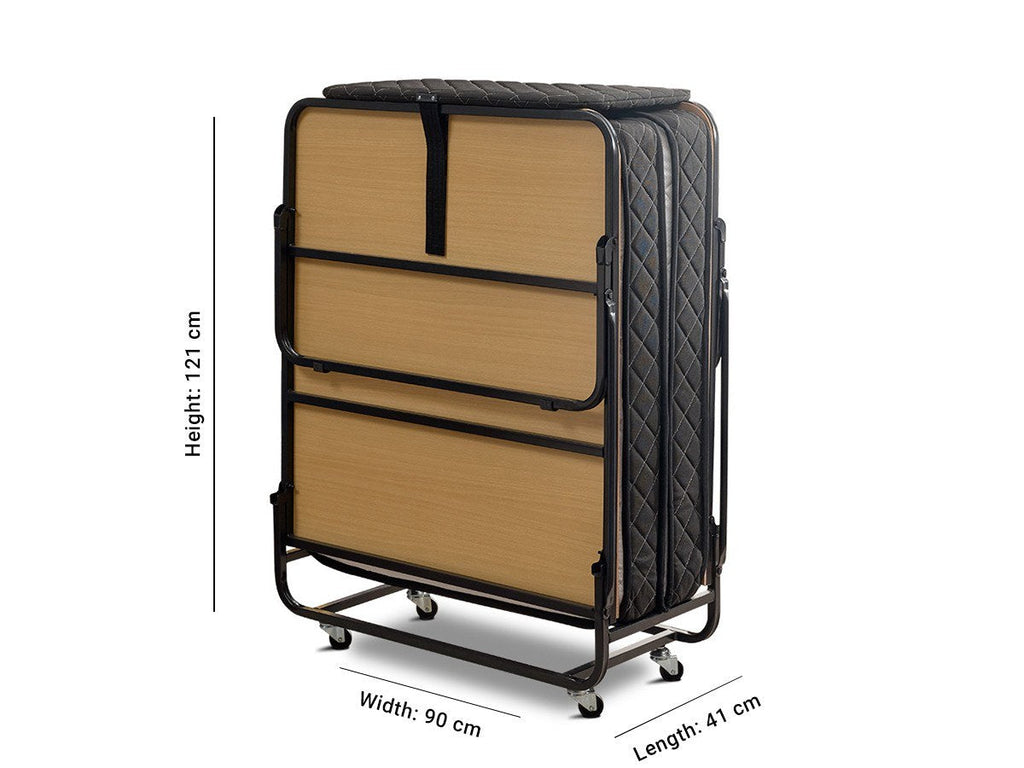 Cama Dobrável Ortopédica XL Katlanır — 90x200 cm — Estrutura Metálica Branco e Preto com Colchão de 15 cm e Cabeceira Removível