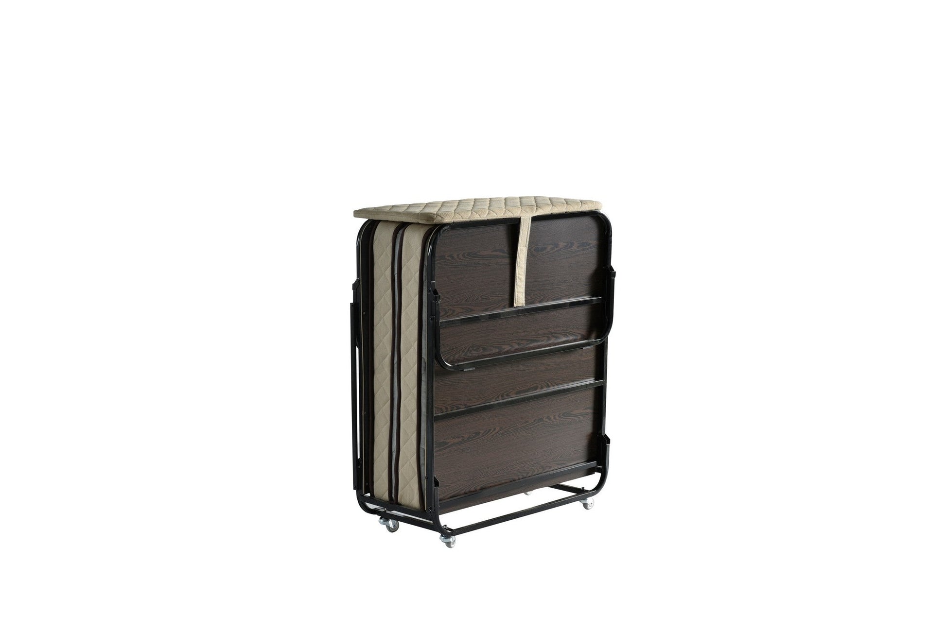Cama Dobrável Ortopédica Supreme Katlanır — 90x200 cm — Estrutura Metálica Branco e Preto com Colchão de Espuma Firme