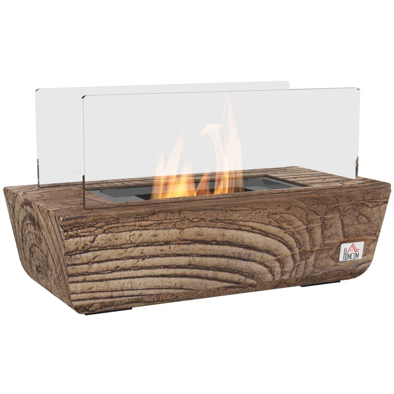 Lareira de Bioetanol de Mesa Capacidade 150 ml 1000BTU/Hr Combustão de 45 Minutos Lareira de Bioetanol para Interior 5-8 ㎡ Lareira de Bioetanol de Aço Inoxidável 33x16x18 cm Carvalho
