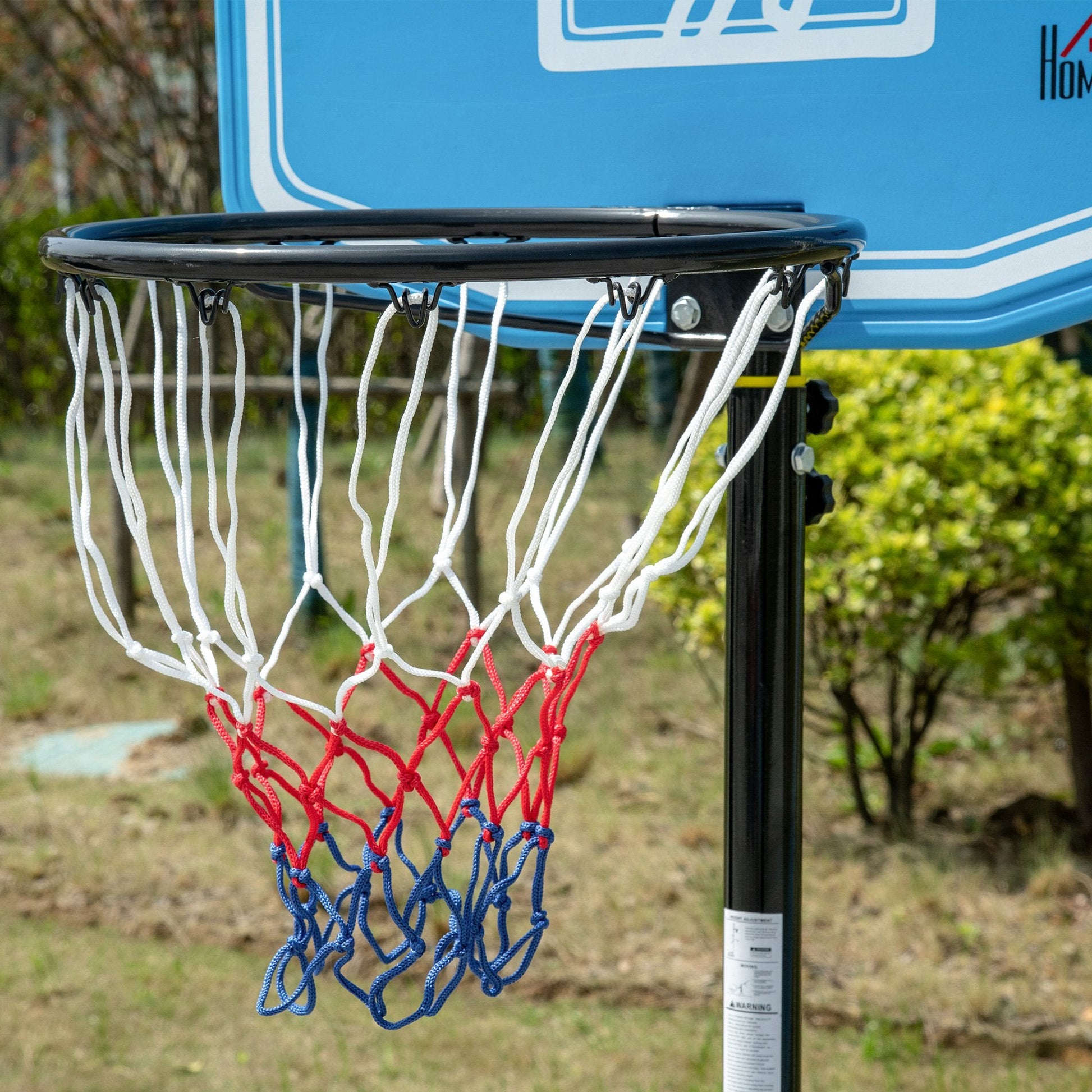 Tabela de Basquetebol para Exterior com Altura Ajustável 160-210cm Cesta de Basquetebol com Rodas Tabela de PE e Base Recarregável 76x70x197,5-254cm Preto e Azul