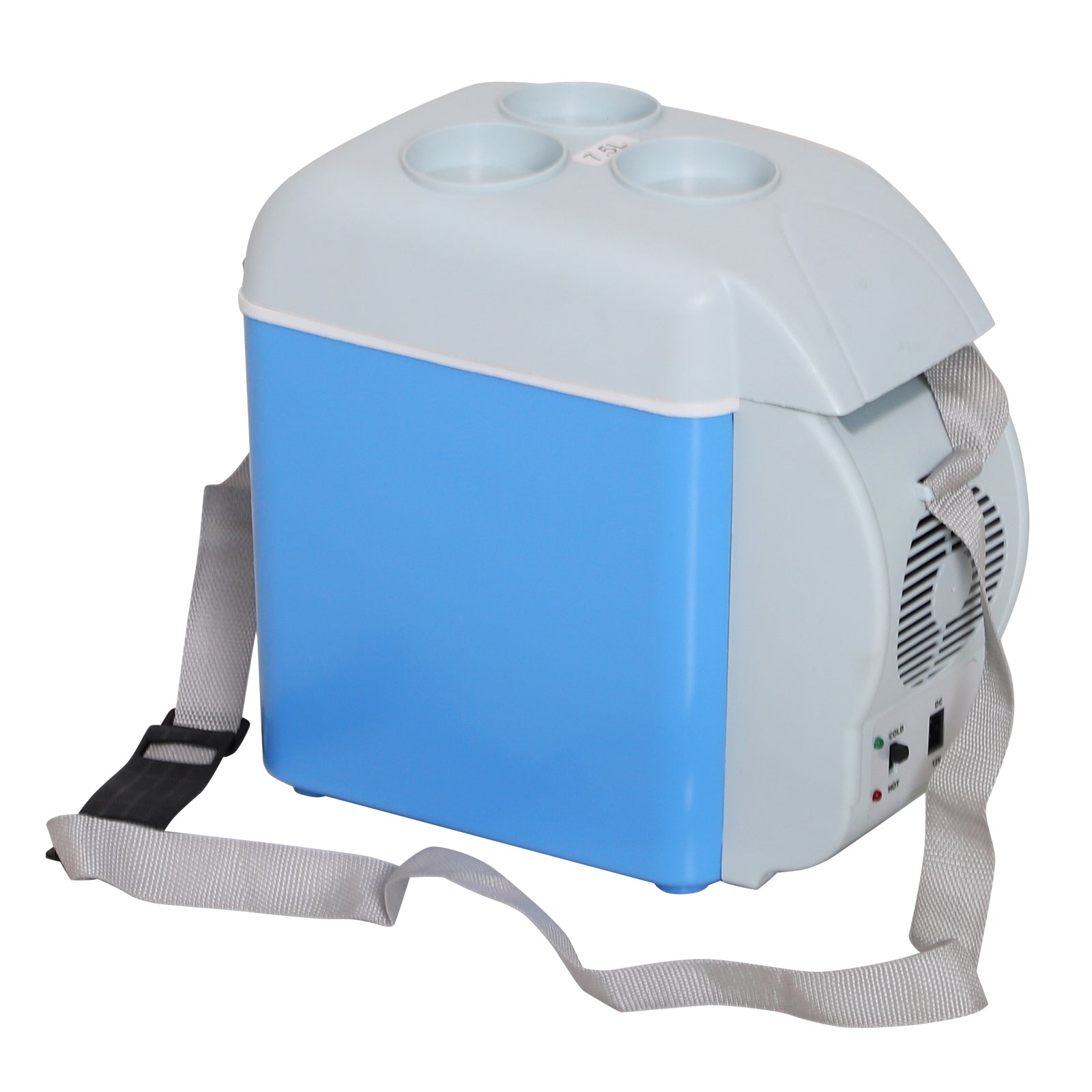 Geladeira Portátil Termelétrica 7.5L Carro Mini Caixa Fria Elétrica com 2 Funções para Fresco e Quente para Camping Viagens Piquenique Escritórios Domésticos Azul e Cinza