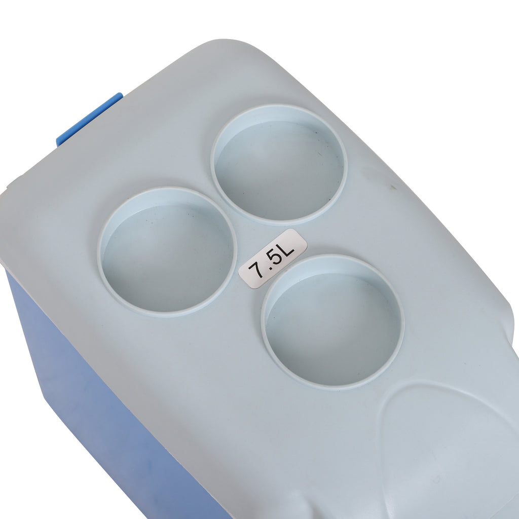Geladeira Portátil Termelétrica 7.5L Carro Mini Caixa Fria Elétrica com 2 Funções para Fresco e Quente para Camping Viagens Piquenique Escritórios Domésticos Azul e Cinza