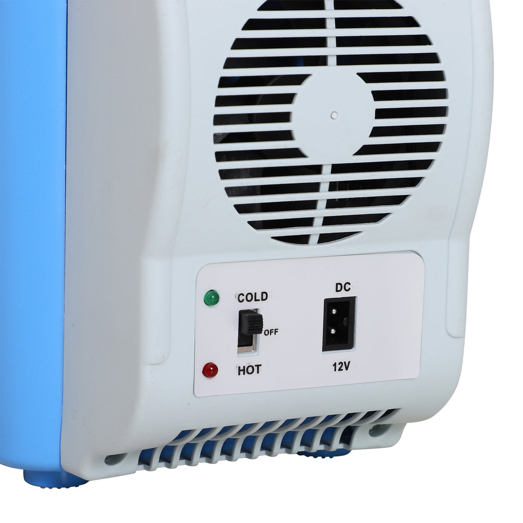 Geladeira Portátil Termelétrica 7.5L Carro Mini Caixa Fria Elétrica com 2 Funções para Fresco e Quente para Camping Viagens Piquenique Escritórios Domésticos Azul e Cinza