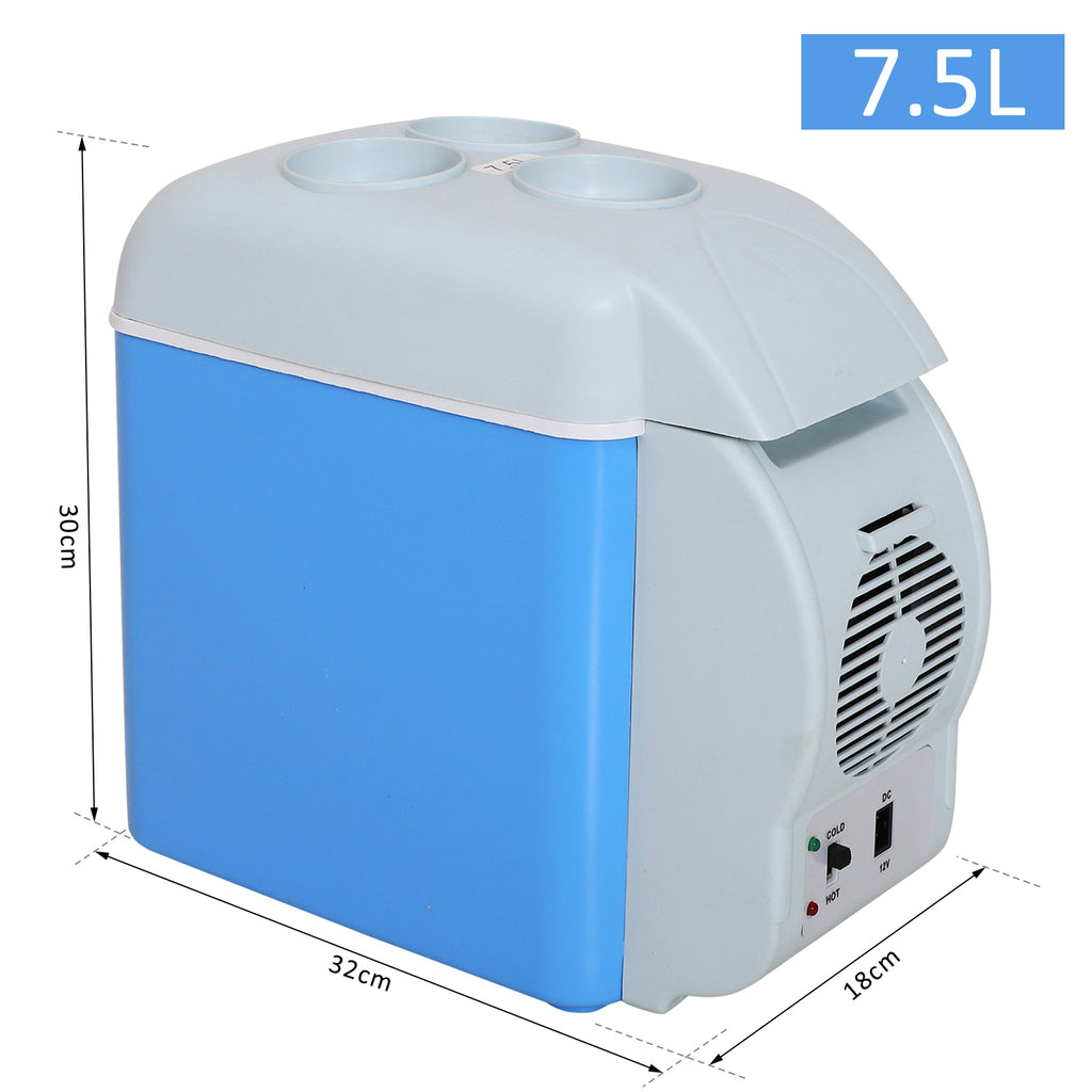 Geladeira Portátil Termelétrica 7.5L Carro Mini Caixa Fria Elétrica com 2 Funções para Fresco e Quente para Camping Viagens Piquenique Escritórios Domésticos Azul e Cinza