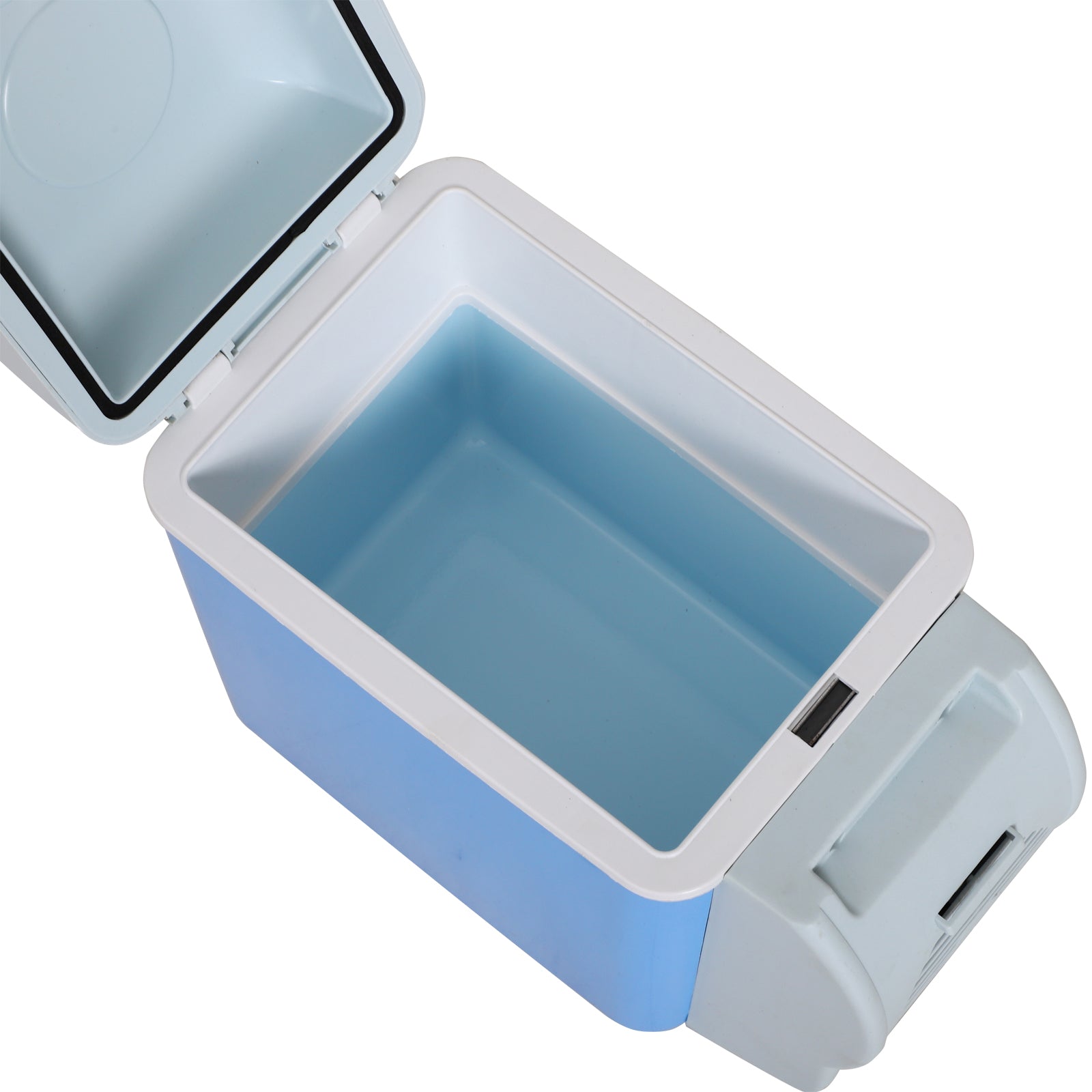 Geladeira Portátil Termelétrica 7.5L Carro Mini Caixa Fria Elétrica com 2 Funções para Fresco e Quente para Camping Viagens Piquenique Escritórios Domésticos Azul e Cinza