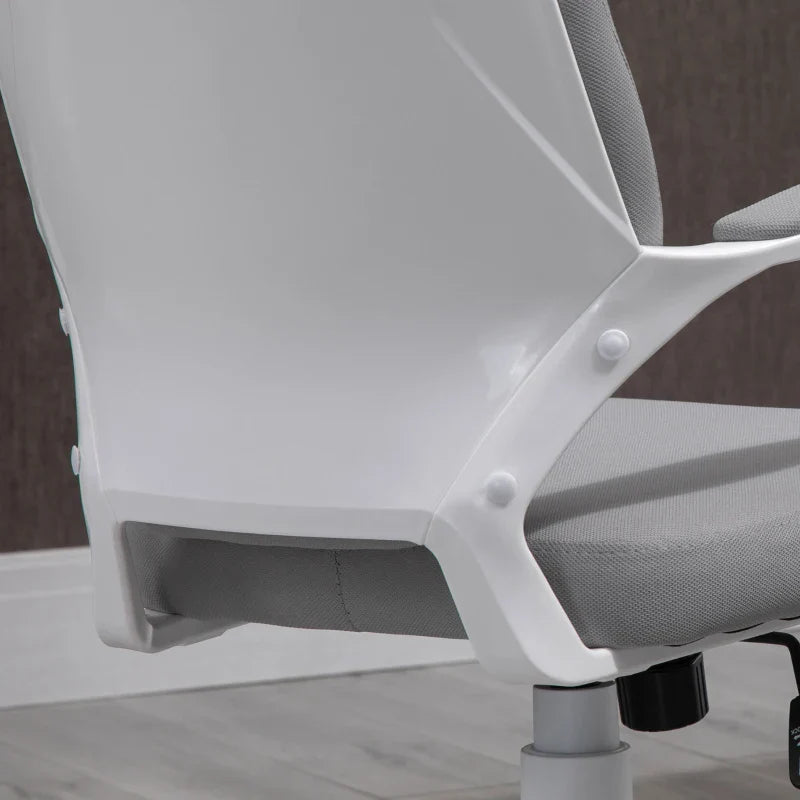 Cadeira de escritório ergonômica ajustável em altura giratória com apoio de braços Apoio de cabeça e encosto alto 63x65x113-123 cm Cinza