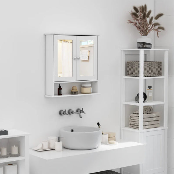 Armário de parede com 3 níveis de armazenamento de placa forte branco 56x13x58cm