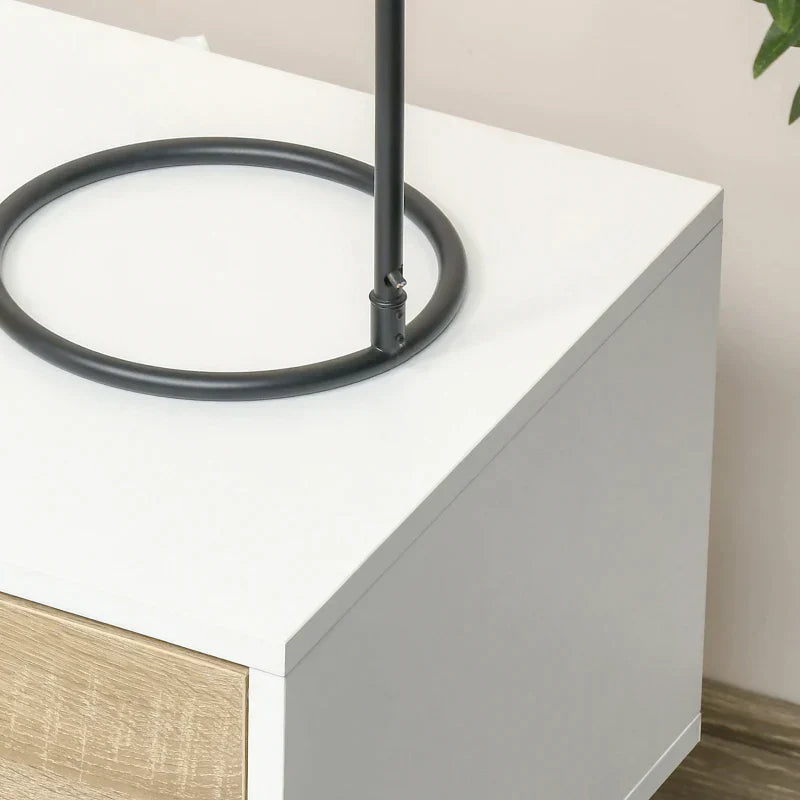 Conjunto de 2 Mesas de Cabeceira Mesa Auxiliar com 1 Gaveta e Prateleira de Armazenamento para Dormitório Sala de Estar Escritório Estilo Moderno 50x39x51cm Branco e Carvalho