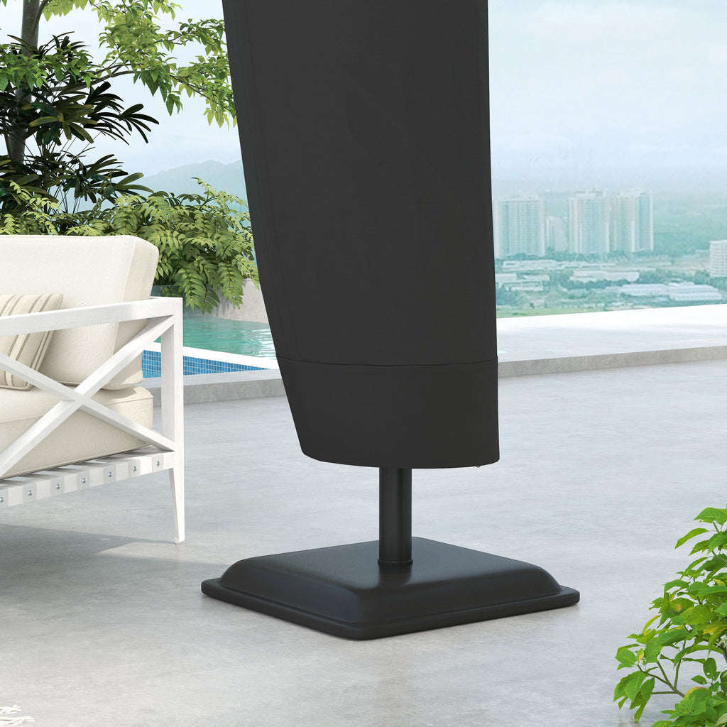 Capa Protetora de Chapéu de Sol Ø56x220 cm Capa para Chapéu de Sol Resistente para Jardim com Fecho de Correr Tecido Oxford Preto