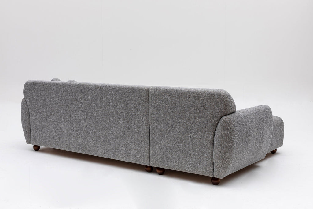 Sofá Chaise Longue "Stockholm" - Cinzento Claro com Pernas em Faia - 273x162x86 cm - Design Escandinavo