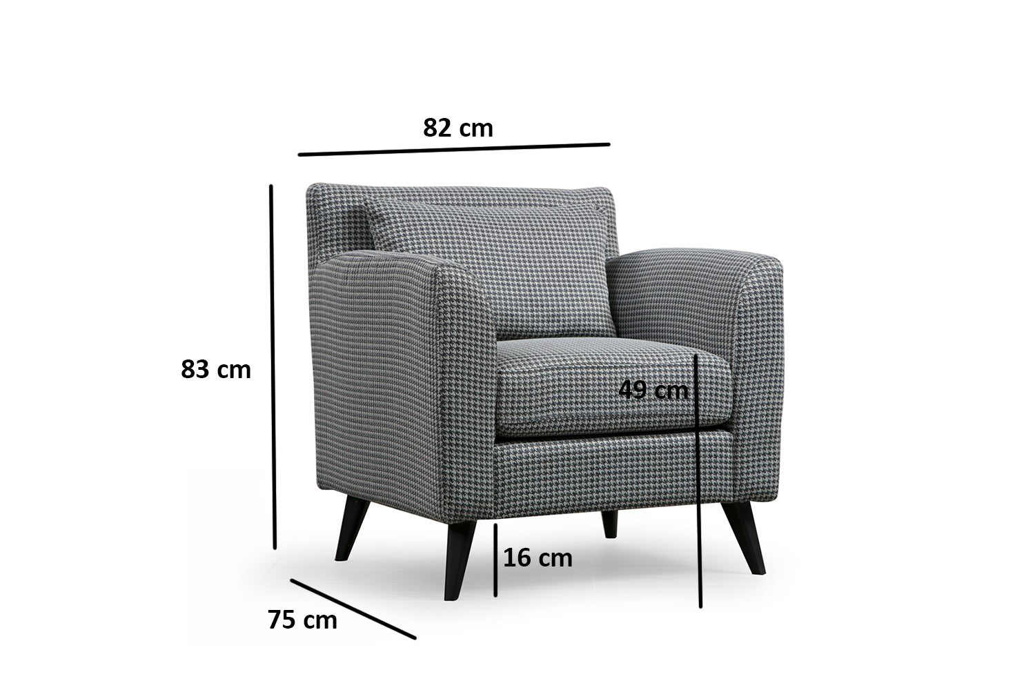 Poltrona de Descanso "Nordic" - Padrão Preto e Branco - Design Nórdico