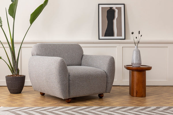 Poltrona Wing "Stockholm" - Cinzento Claro com Pernas em Faia - 90x86x86 cm - Design Escandinavo