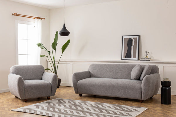 Poltrona Wing "Stockholm" - Cinzento Claro com Pernas em Faia - 90x86x86 cm - Design Escandinavo