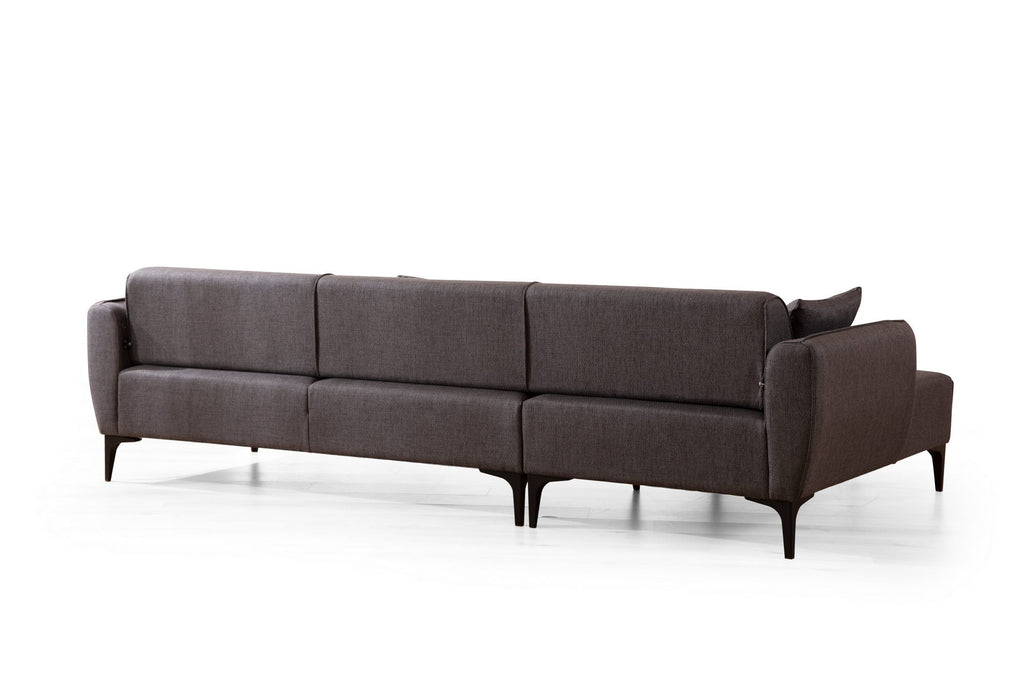 Sofá "Belissimo" Chaise Longue de 3 Lugares – Cinzento Escuro – 270x140x95 cm – Design Moderno