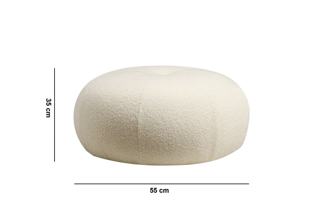 Pufe "Tina" - Bouclet Branco - 55x35cm