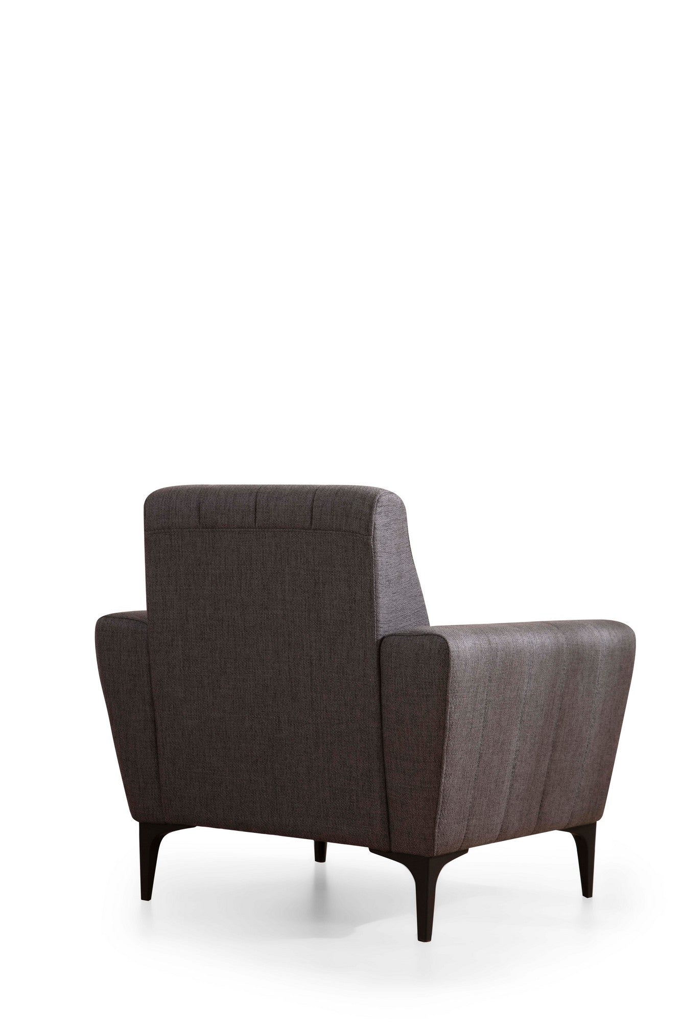 Poltrona “Sora” — 90x95x77 cm — Cinzento Escuro com Pernas Pretas, Espuma Premium e Estrutura em Faia