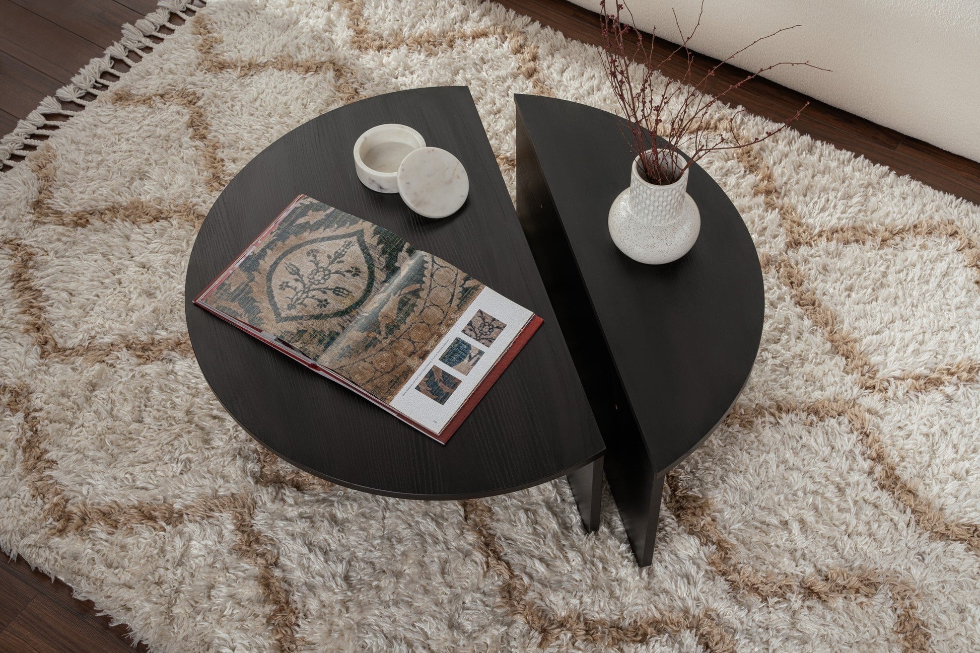 Mesa de Centro "Orion" – Preto, Conjunto Modular, 90x60x30 cm, Design Sofisticado