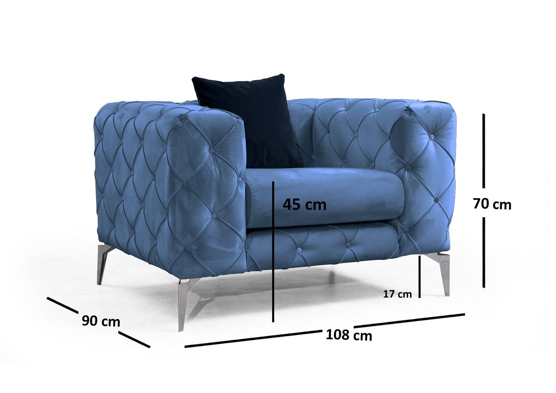 Poltrona "Azul LUX" – 108x90x73 cm – Cor Azul - Design Moderno