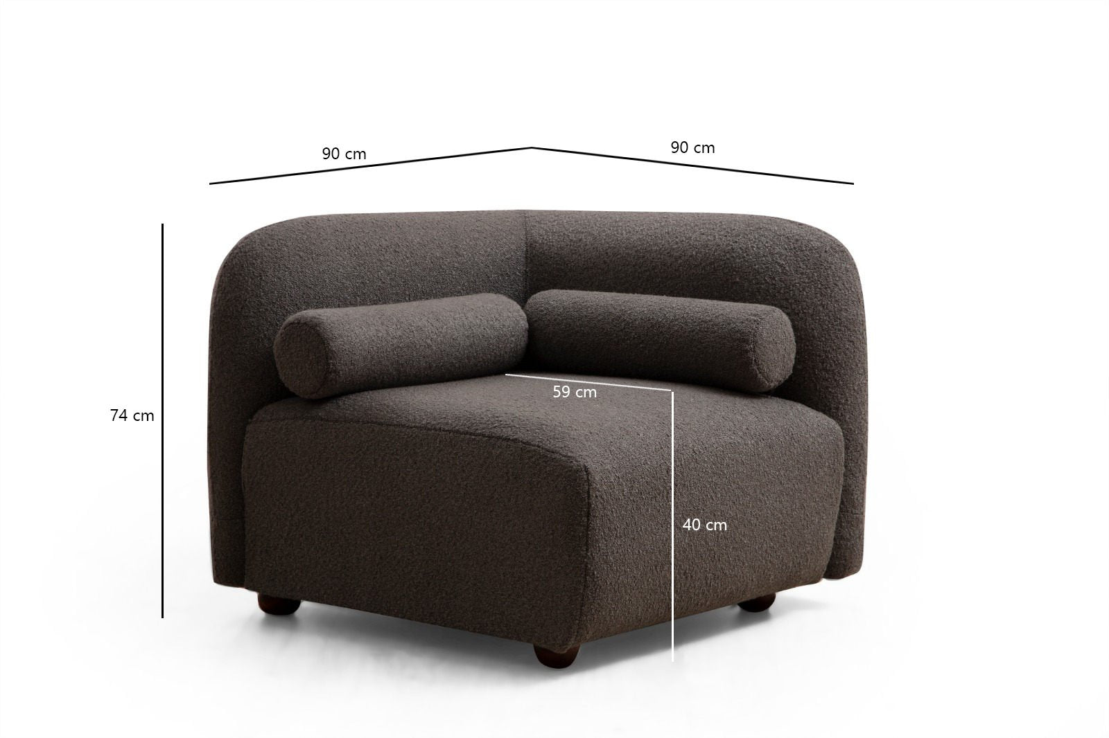 Poltrona "Viktor" – 90x90x74 cm – Cor Cinzento Escuro - Design Moderno